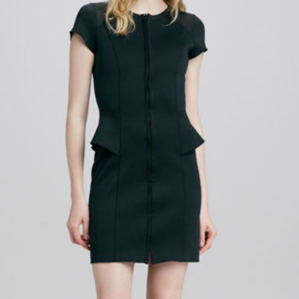 Theory Tenna Black Neoprene Zip Front Dress